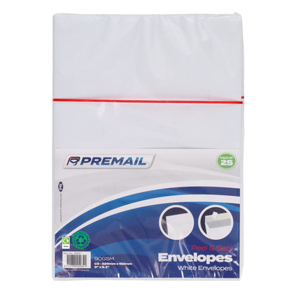 Premail Pkt.25 C5 Peel & Seal Envelopes - White - ABC School Supplies