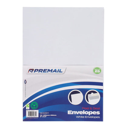 Premail Pkt.25 C5 Peel & Seal Envelopes - White - ABC School Supplies