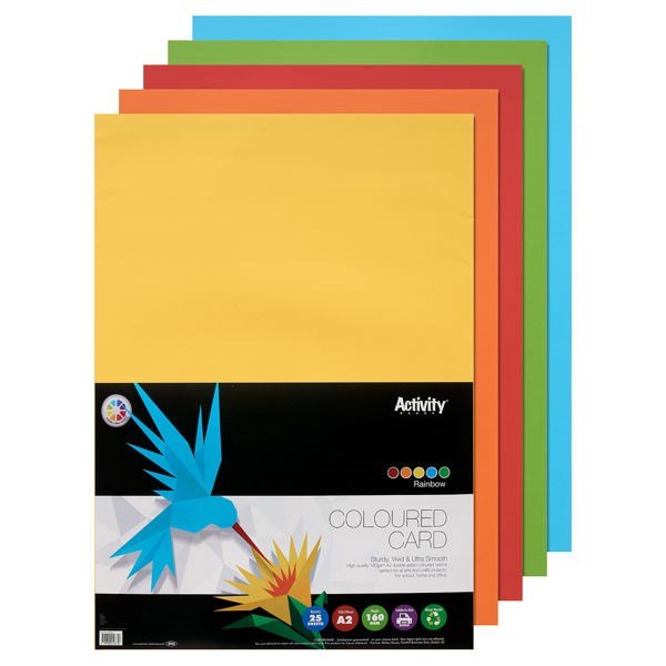 Premier A2 160grm Activity Card Rainbow Assorted Colours (Pack of 25 Sheets) - ABC School Supplies