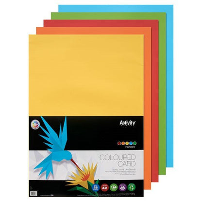 Premier A2 160grm Activity Card Rainbow Assorted Colours (Pack of 25 Sheets) - ABC School Supplies