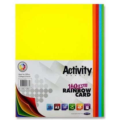 Premier A2 160grm Activity Card Rainbow Assorted Colours (Pack of 25 Sheets) - ABC School Supplies