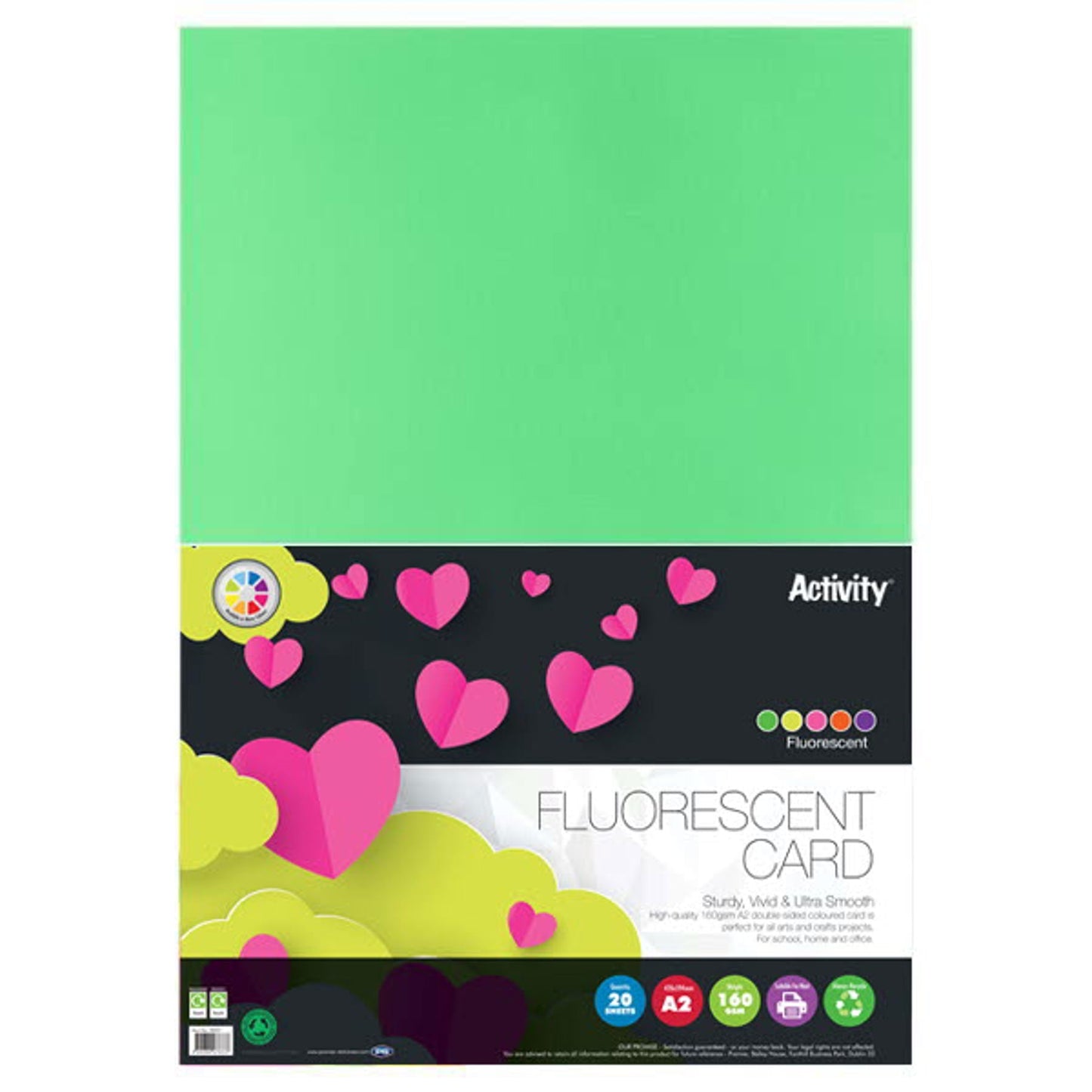 Premier A2 160gsm Fluorescent Neon Card (Pack of 20) - ABC School Supplies