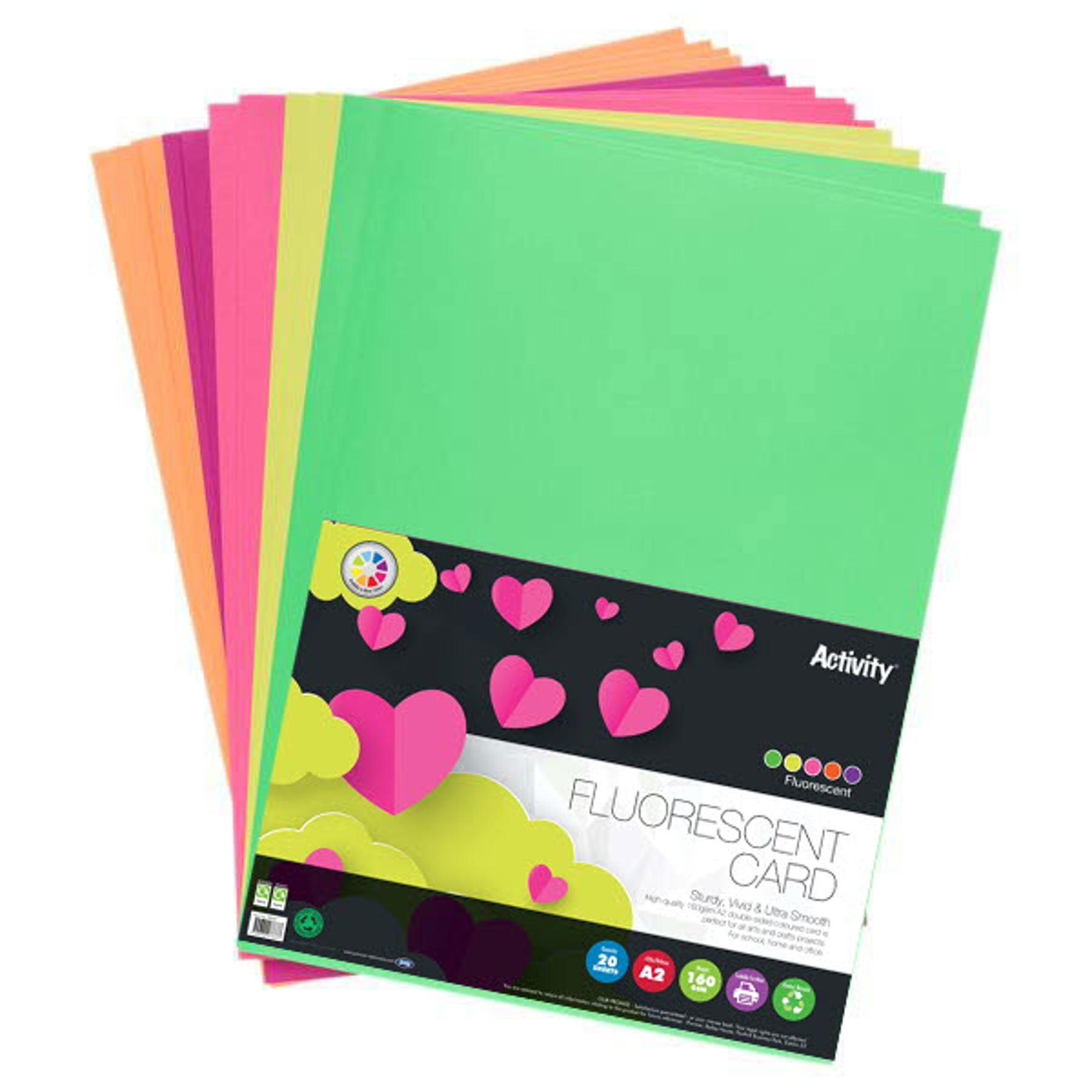 Premier A2 160gsm Fluorescent Neon Card (Pack of 20) - ABC School Supplies
