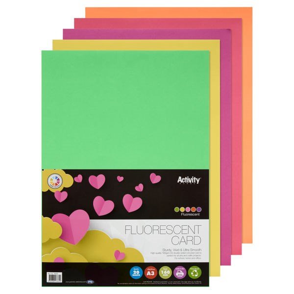 Premier A3 150G Fluorescent Card (Pack Of 20) - ABC School Supplies