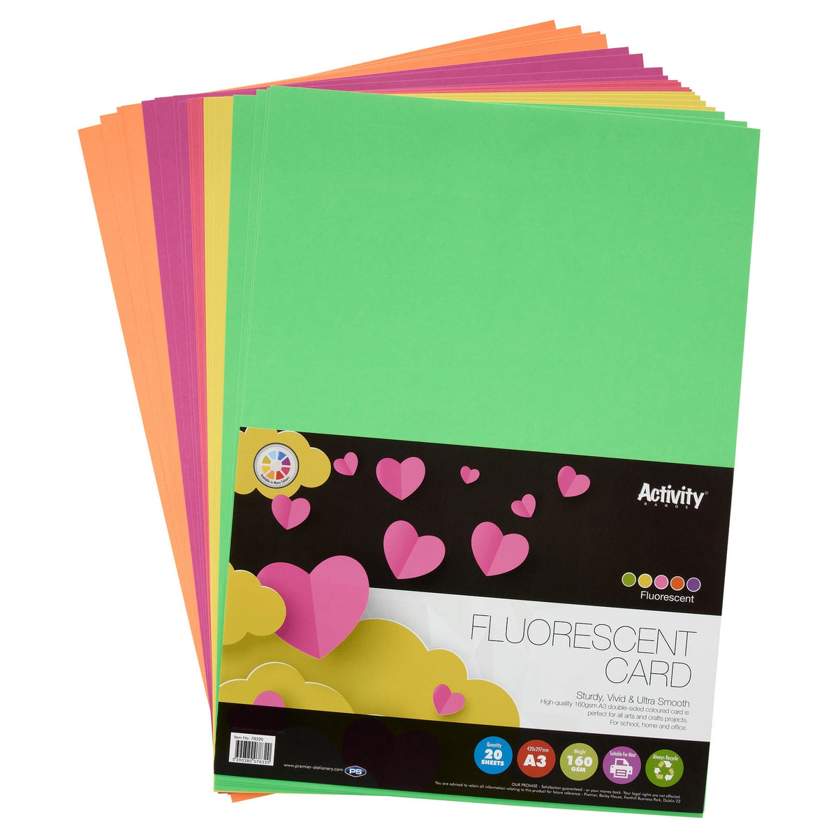 Premier A3 150G Fluorescent Card (Pack of 20) - ABC School Supplies