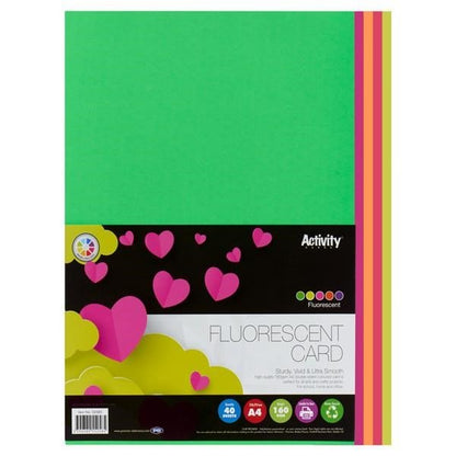 Premier A4 Assorted Fluorescent Card (Pack Of 40) - ABC School Supplies