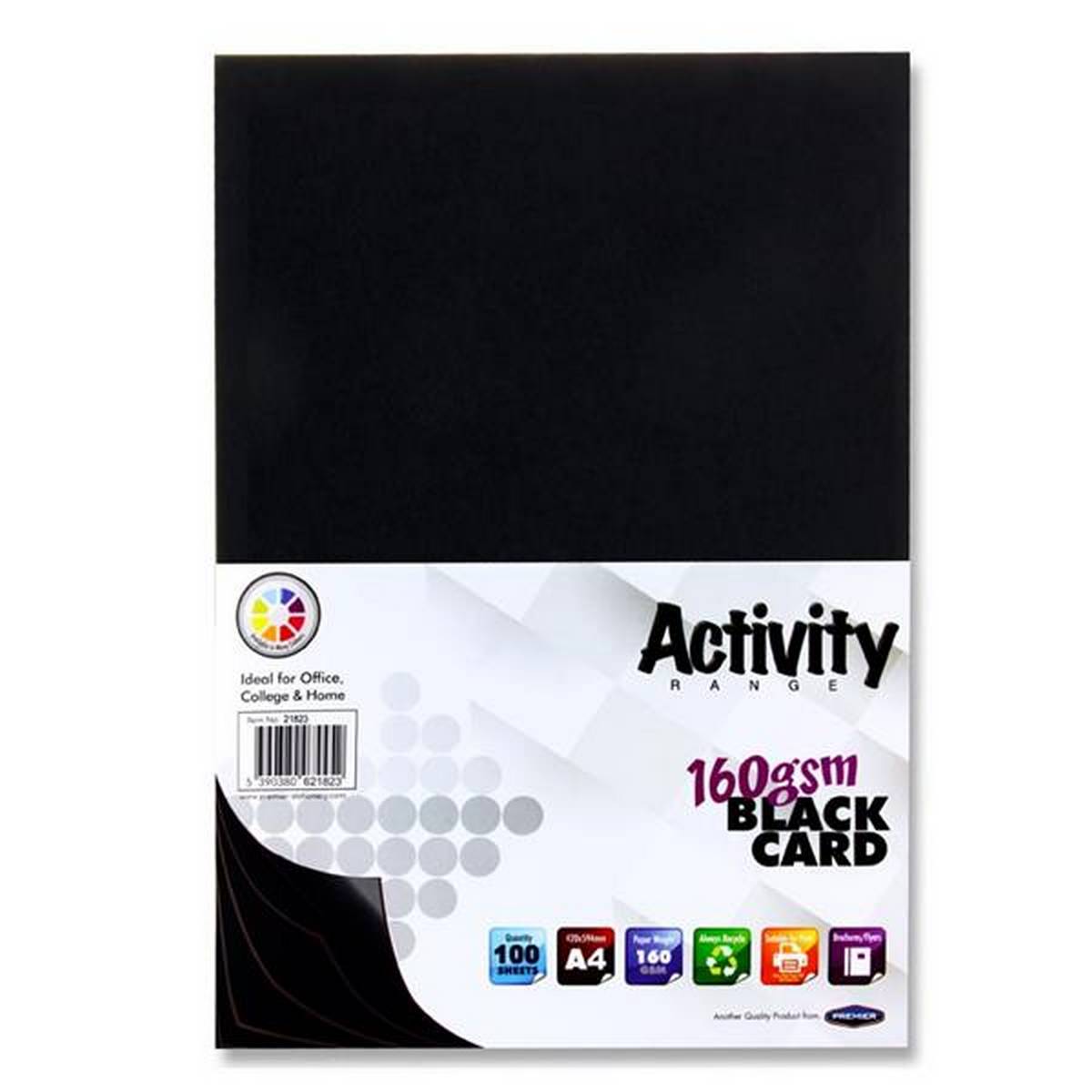 Premier A4 Black Card 160Gsm (Pack Of 100 Sheets) - ABC School Supplies