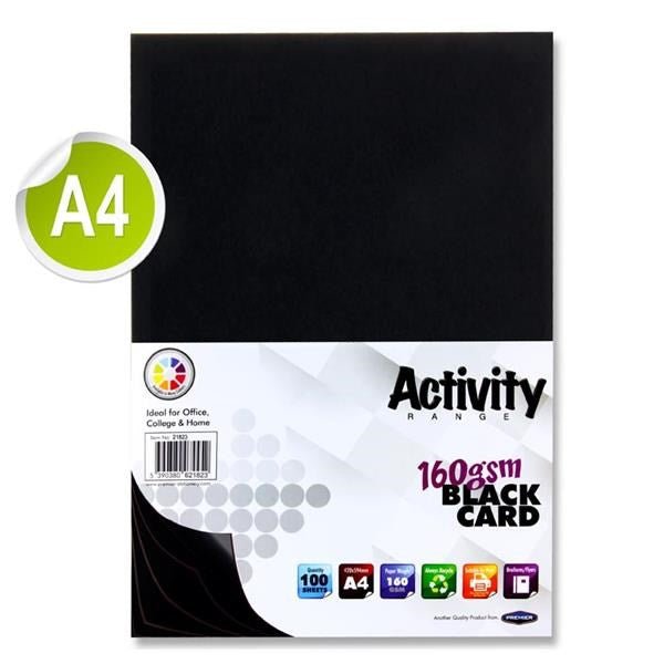 Premier A4 Black Card 160Gsm (Pack Of 100 Sheets) - ABC School Supplies