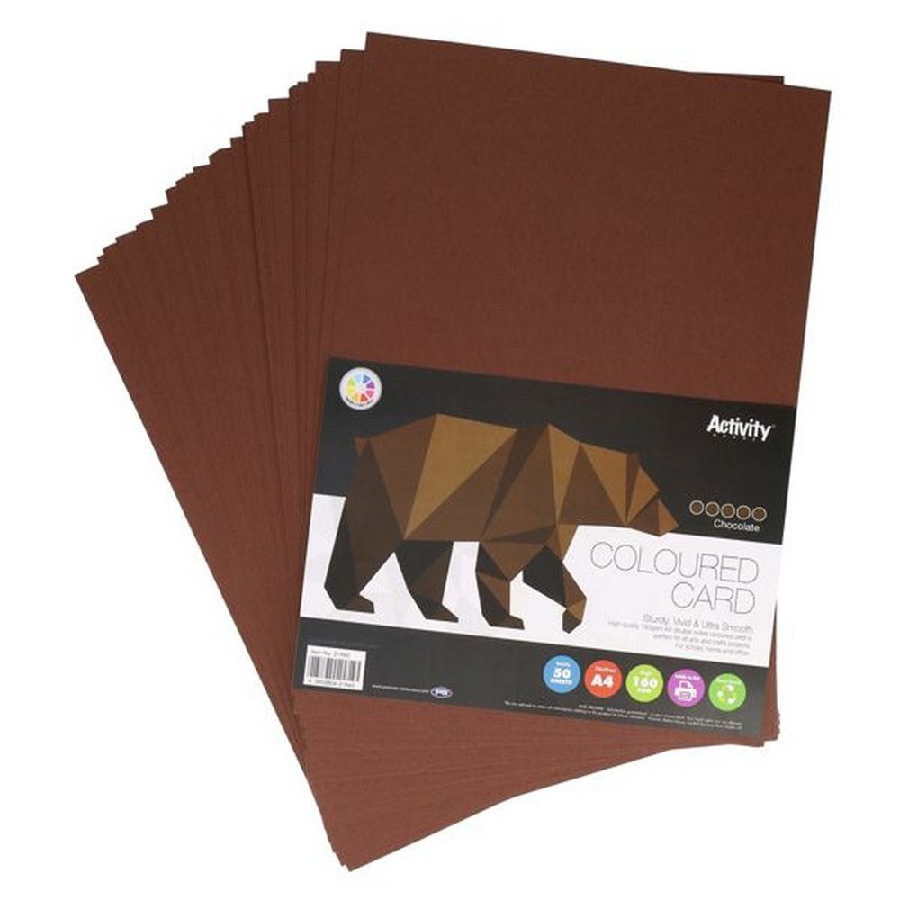 Premier A4 Chocolate Brown Card 160Gsm (Pack Of 50 Sheets) - ABC School Supplies