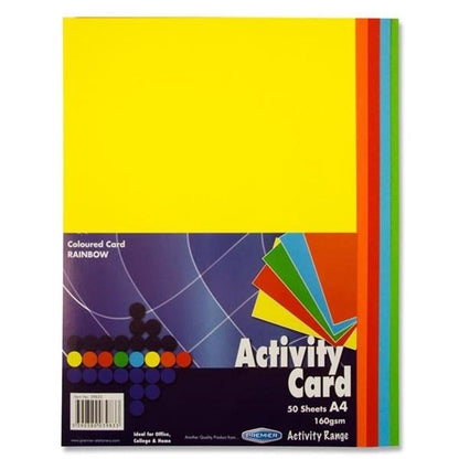 Premier Activity A4 160gsm Card 50 Sheets - Rainbow - ABC School Supplies