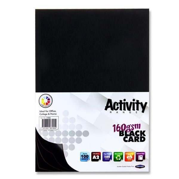 Premier Activity Large A2 160Gsm Card 50 Sheets - Black - ABC School Supplies