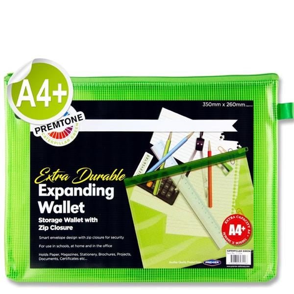 **Premier Office A4+ Extra Durable Mesh Storage Wallet (Green) - ABC School Supplies