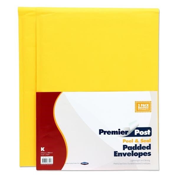Premier Post Pack Of .2 Size K 370X480 Padded Envelopes - ABC School Supplies