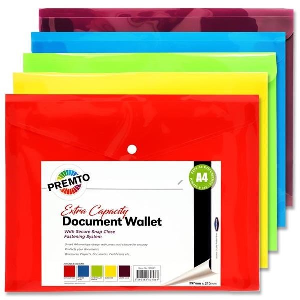 Premto A4 Extra Capacity Document Wallet S-3 - ABC School Supplies