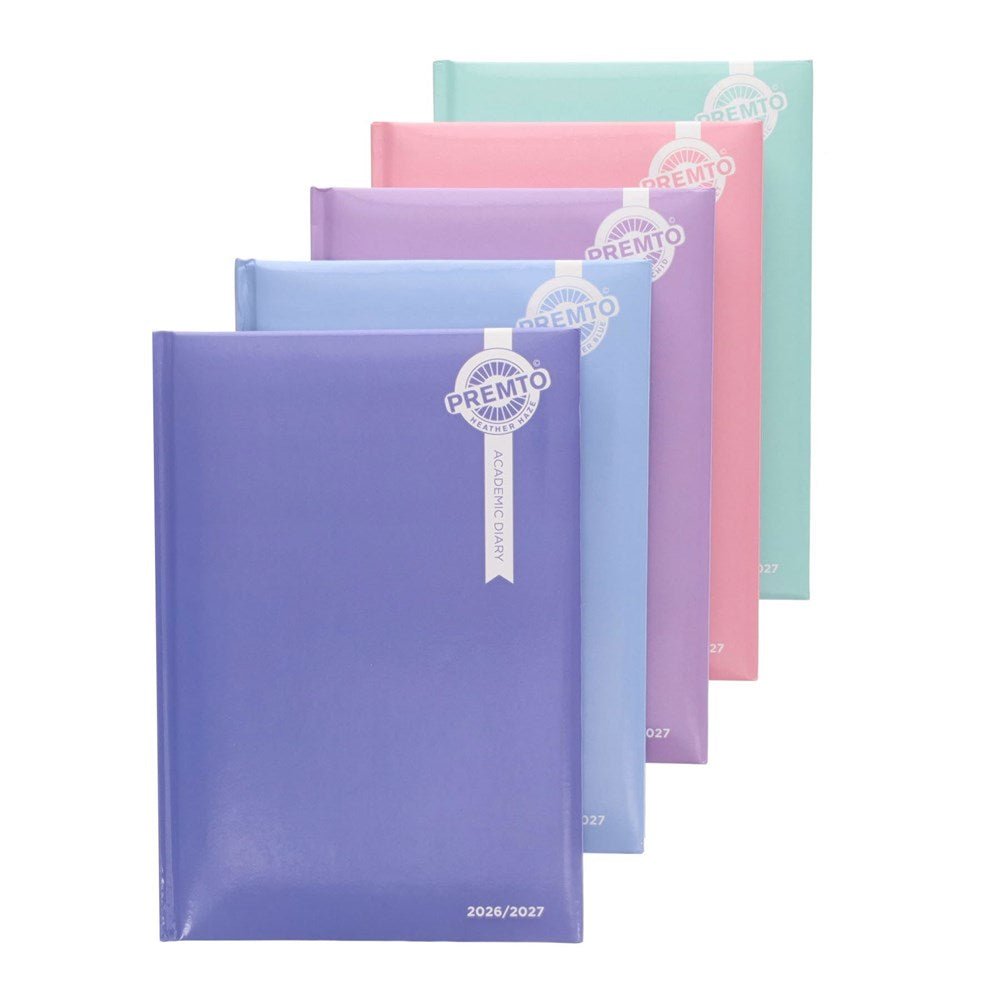 Premto A5 2026-2027 Page a Day Academic Diary - Pastel Colours - ABC School Supplies