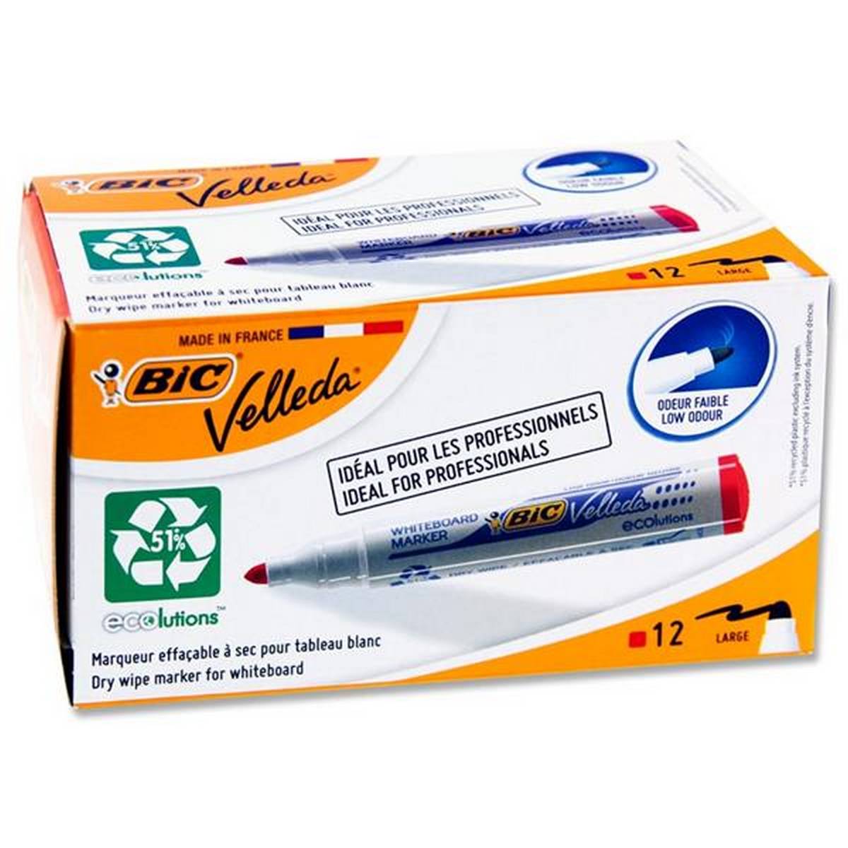 Bic Velleda 1701 Bullet Tip Whiteboard Marker Pack of 12 - Red