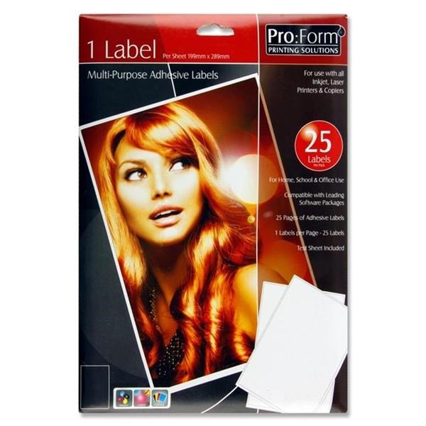 **Pro:Form 25 Sheets - 1 Label 199X289Mm - ABC School Supplies