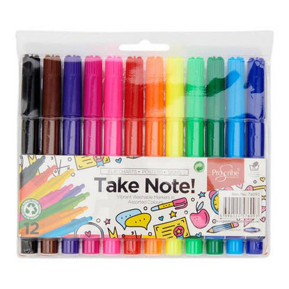 ProScribe Pkt.12 Washable Jumbo Markers - ABC School Supplies