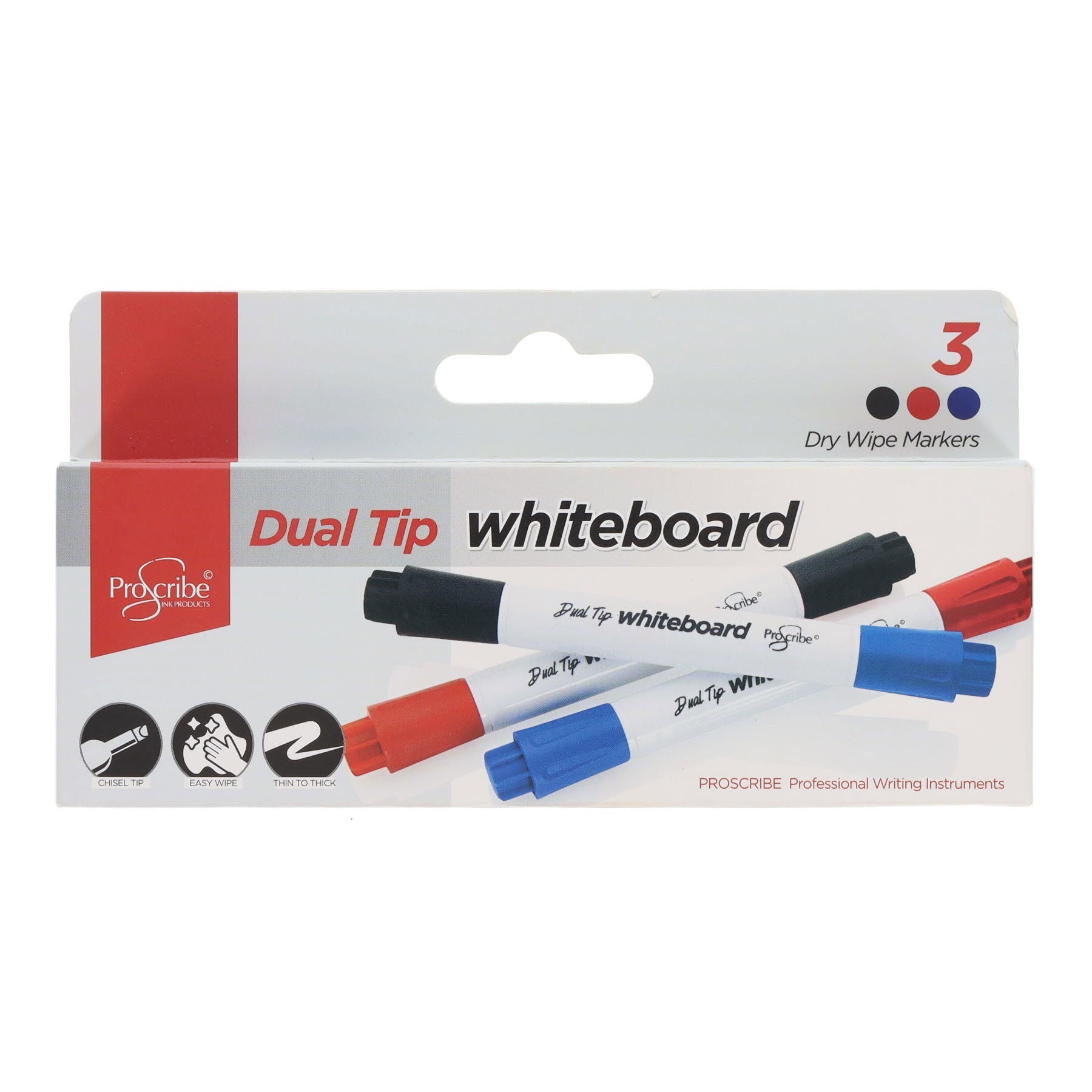 ProScribe Twin Tip Whiteboard Markers Pack of 3 - ABC School Supplies