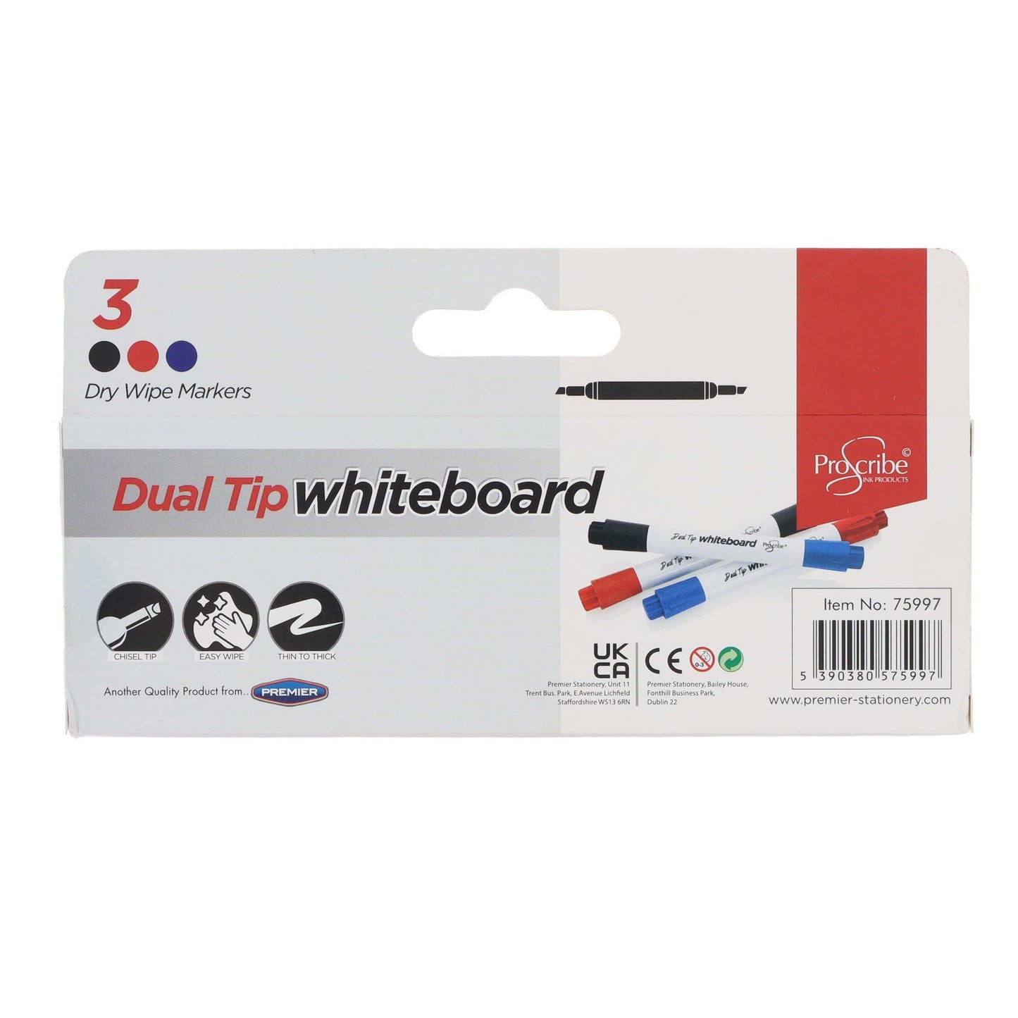 ProScribe Twin Tip Whiteboard Markers Pack of 3 - ABC School Supplies