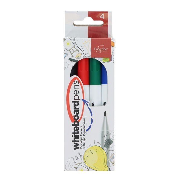 ProScribe Whiteboard Markers Asstd Colours Pack Of 4 - ABC School Supplies
