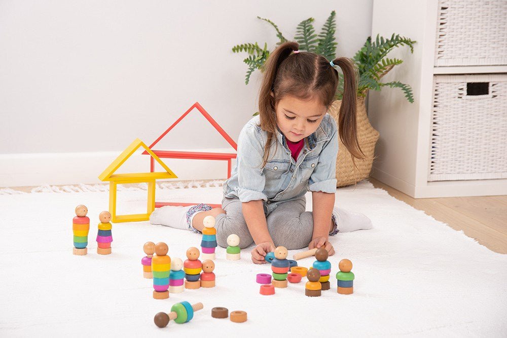 Rainbow Wooden Community People - ABC School Supplies