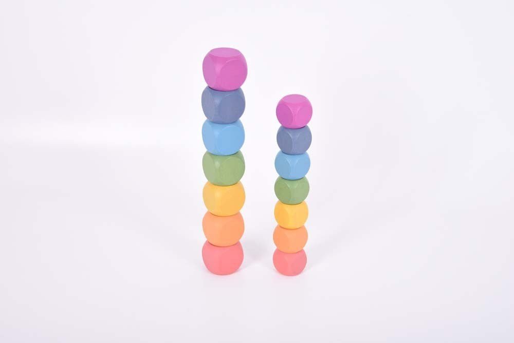 Rainbow Wooden Cubes - ABC School Supplies