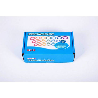 Rainbow Wooden Rings - ABC School Supplies