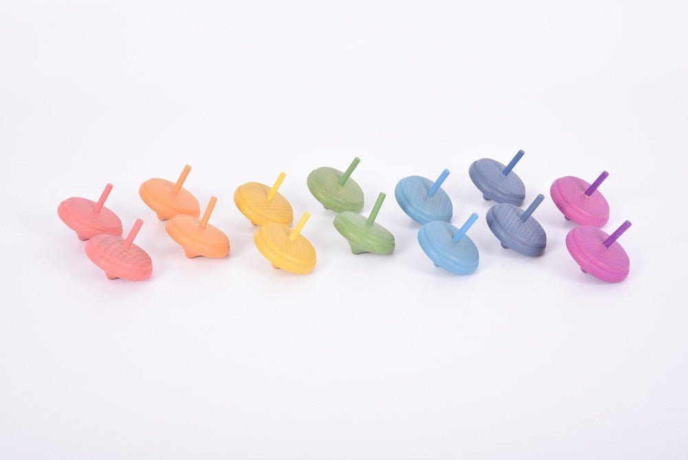 **Rainbow Wooden Spinning Tops - ABC School Supplies