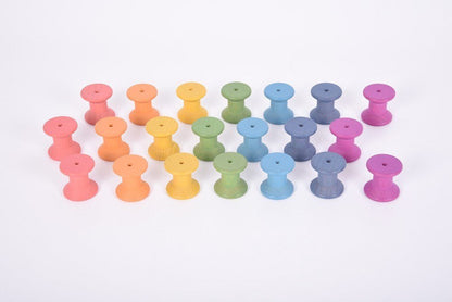 Rainbow Wooden Spools Pack of 21 - ABC School Supplies