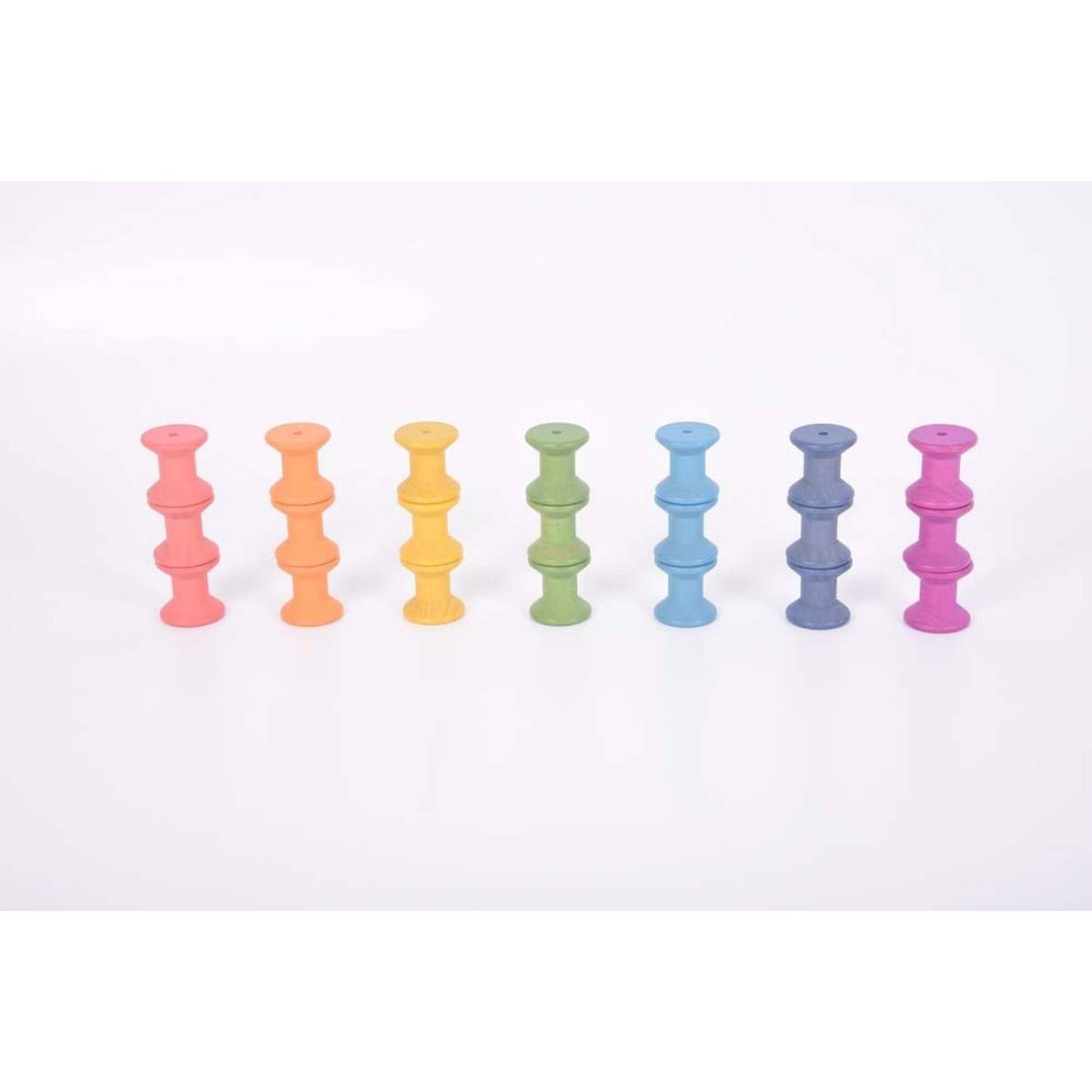 Rainbow Wooden Spools Pack of 21 - ABC School Supplies