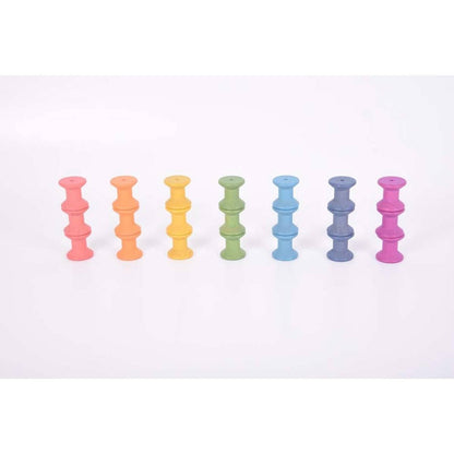 Rainbow Wooden Spools Pack of 21 - ABC School Supplies