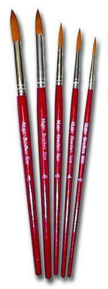 Red Synthetic Round Sable Paint Brushes Size 6 - Pack Of 10 - ABC School Supplies