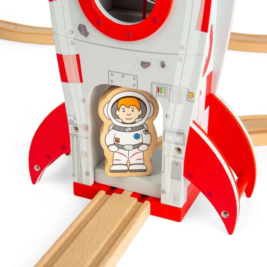 Rocket Ship - Wooden Railway Accessory, Spaceship Toy for Train Set - ABC School Supplies