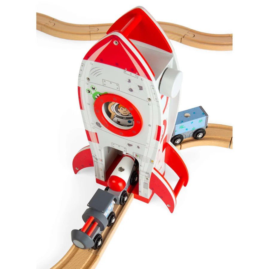 Rocket Ship - Wooden Railway Accessory, Spaceship Toy for Train Set - ABC School Supplies