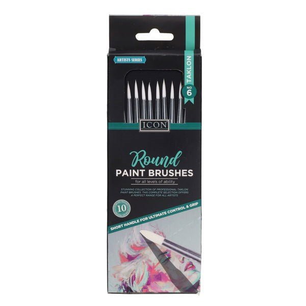 Round Paint Brushes - Taklon No 6 (Pack of 10) - ABC School Supplies