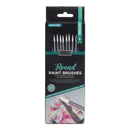 Round Paint Brushes - Taklon No 6 (Pack of 10) - ABC School Supplies