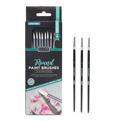 Round Paint Brushes - Taklon No 6 (Pack of 10) - ABC School Supplies