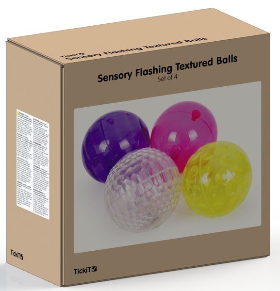 Sensory Flashing Balls (Textured) Pack of 4 - ABC School Supplies