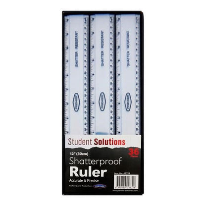 Shatterproof 30cm Clear Ruler Pack of 36 - ABC School Supplies