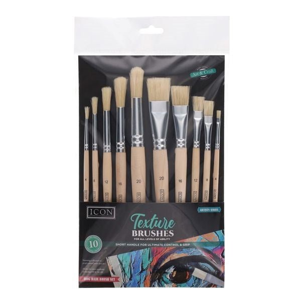 Short Handle Texture Hog Hair Brush Set Of 10 - ABC School Supplies