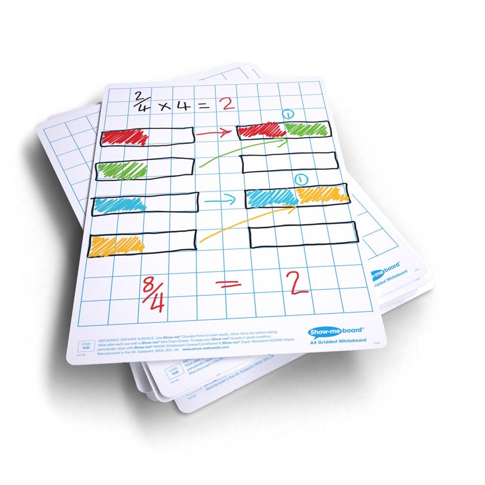 Show - Me A4 Drywipe Boards Gridded - ABC School Supplies
