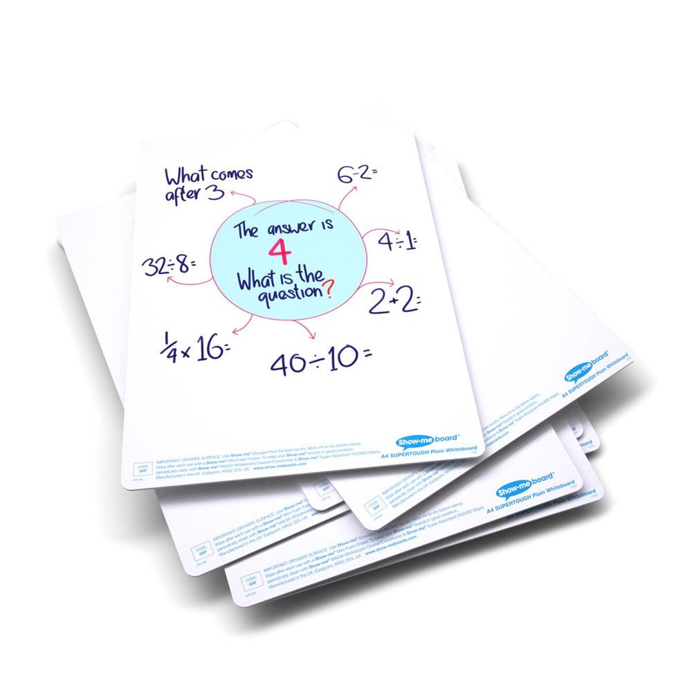 Show - Me A4 Plain Supertough Drywipe Boards - Pack of 10 - ABC School Supplies