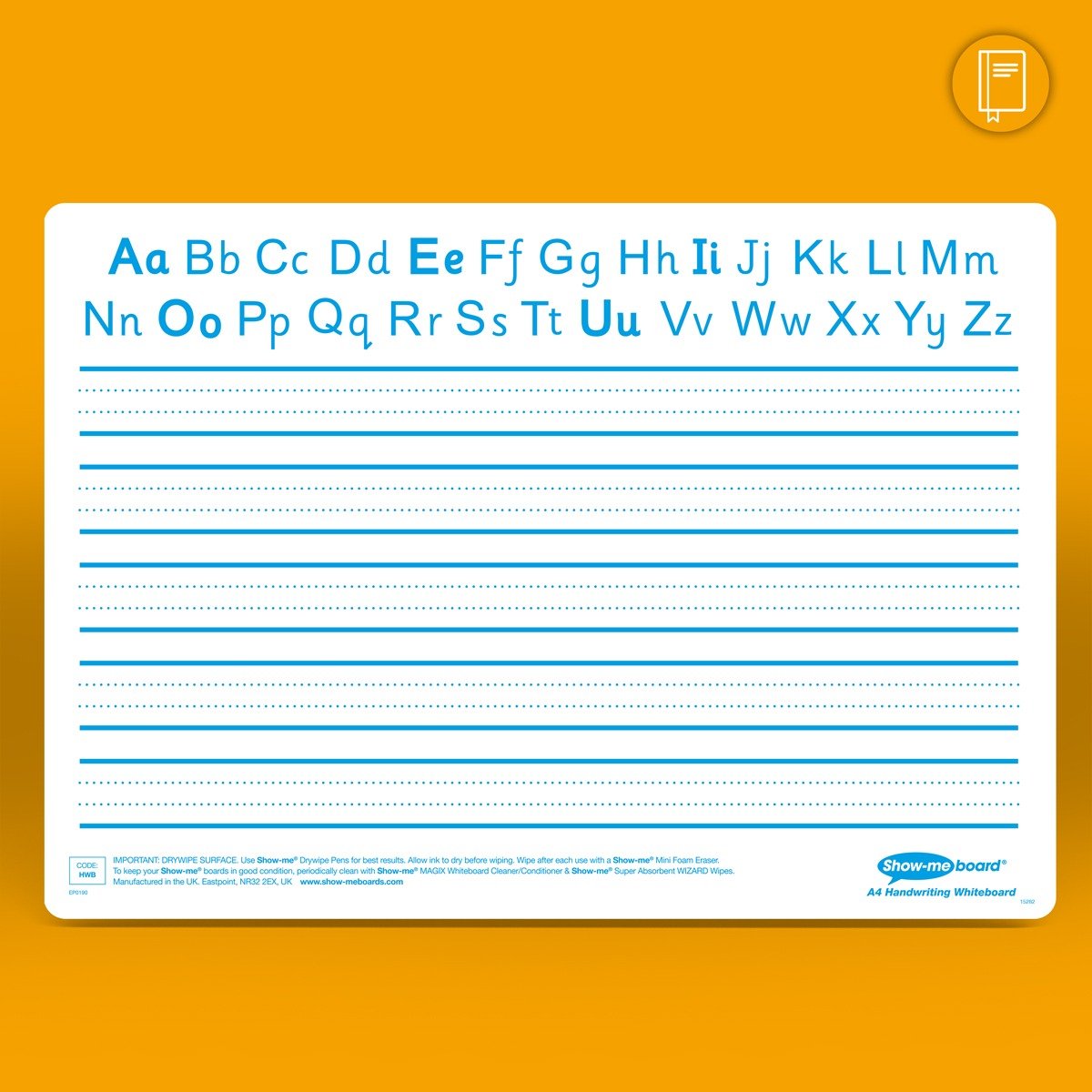 Show-Me Bulk Box Drywipe Board Pack, Pens & Erasers – Handwriting, A4 100 Sets - ABC School Supplies