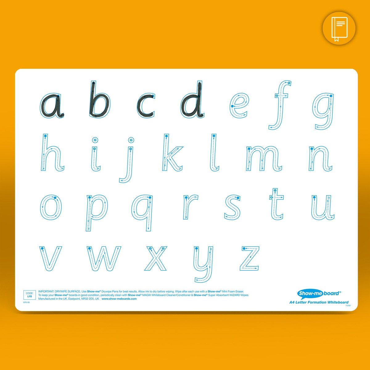 Show-Me Class Pack Drywipe Boards, Pens & Erasers - Letter Formation, A4 - 35 Sets - ABC School Supplies