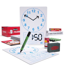 Show - Me Class Pack Drywipe Boards, Pens & Erasers - Telling The Time, A4 - 35 Sets - ABC School Supplies