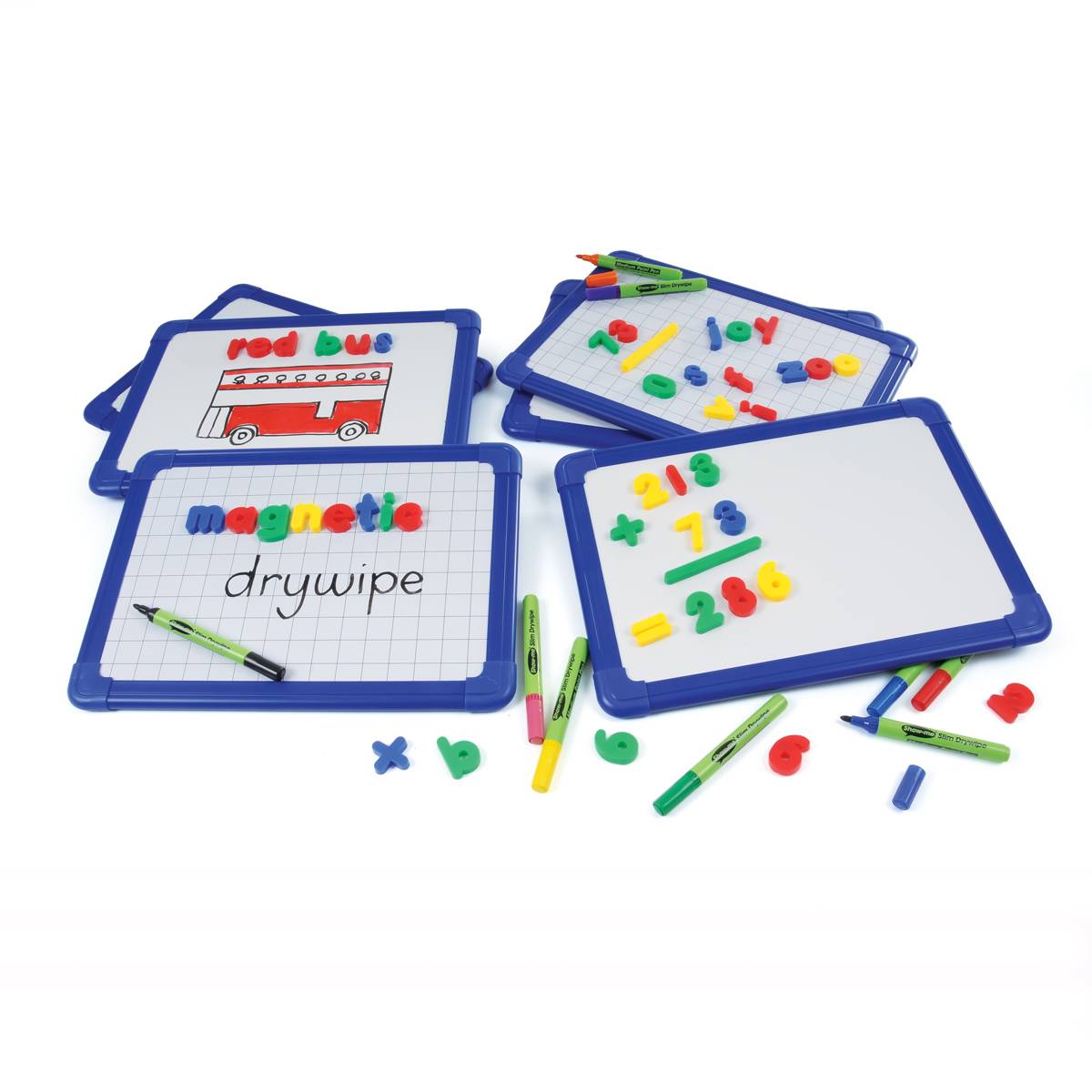 Show - Me Magnetic Framed Whiteboards (Gridded/Plain), Pack of 6 - ABC School Supplies