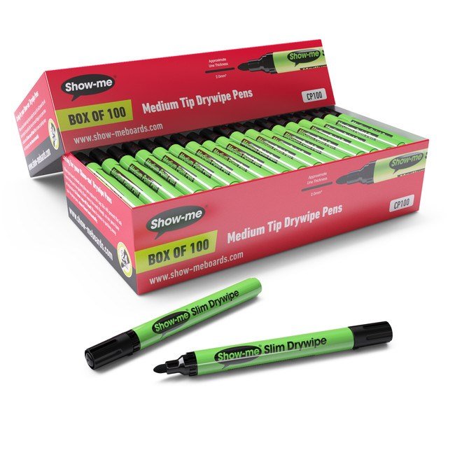 Show - Me Medium Tip Barrel Drywipe Black Marker (Pack of 100) - ABC School Supplies