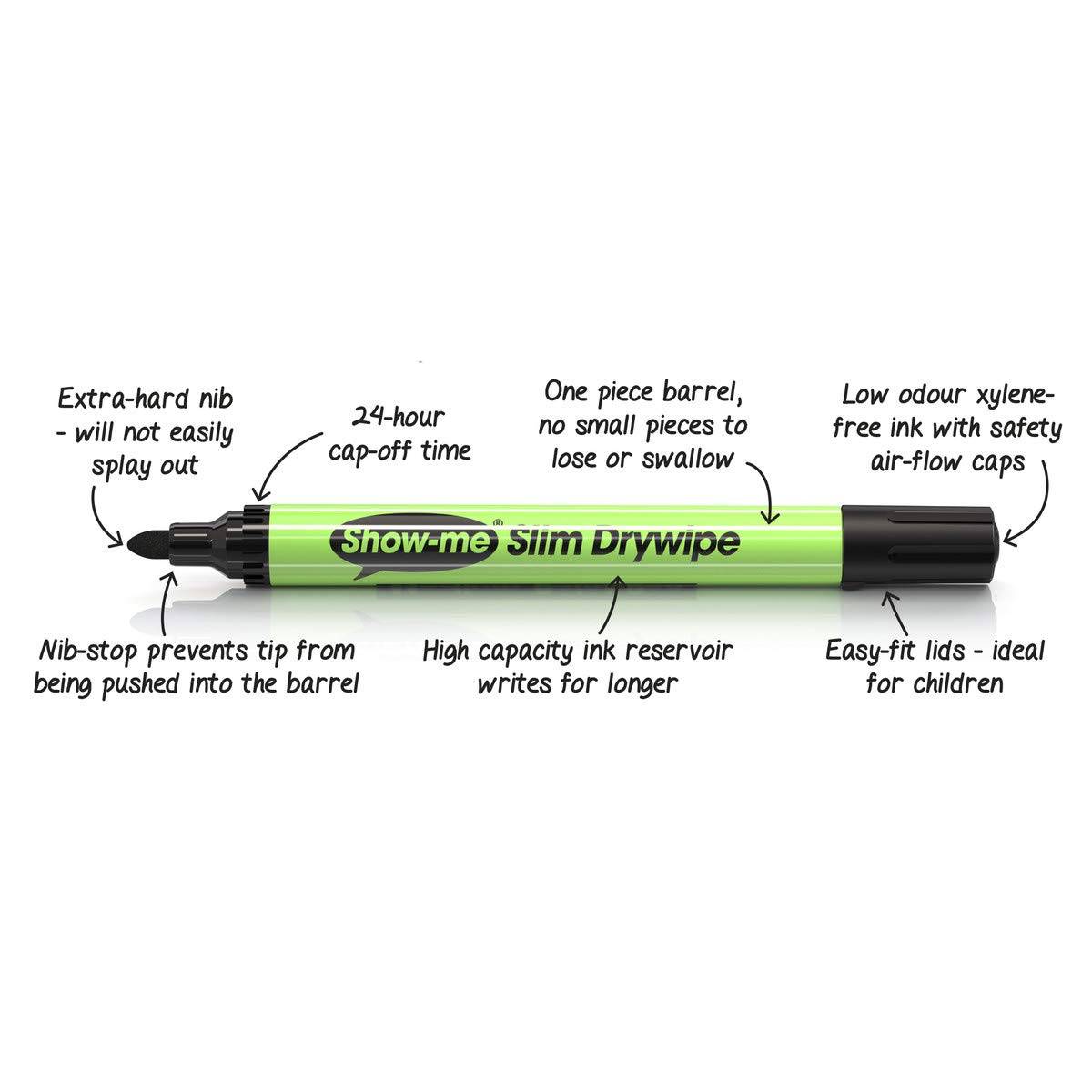 Show - Me Medium Tip Barrel Drywipe Black Marker (Pack of 100) - ABC School Supplies