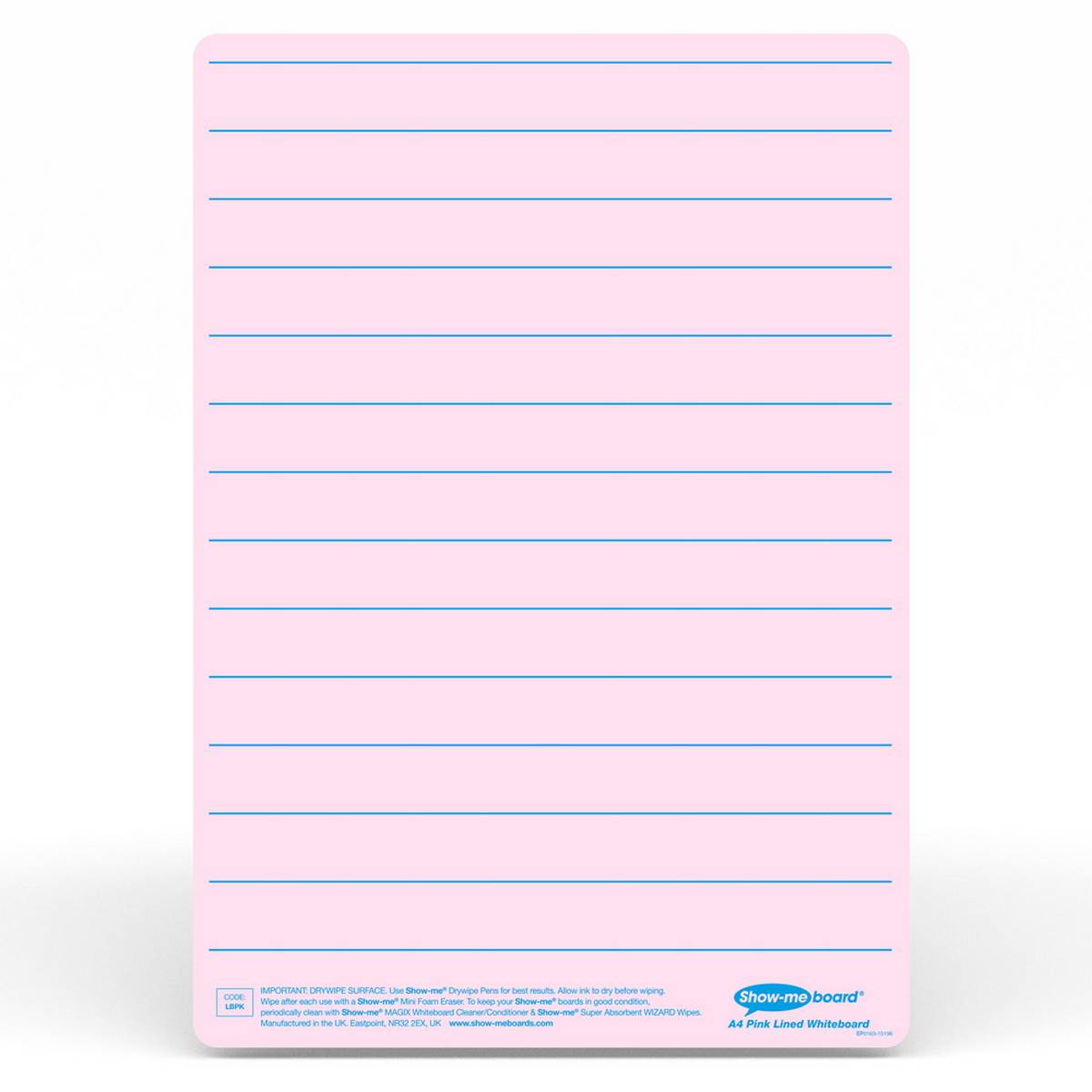 Show - Me Tinted Drywipe Board - Lined/Plain - Pink - ABC School Supplies